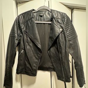 Topshop black leather jacket size 6